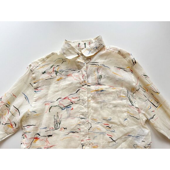 NWT BANANA REPUBLIC Desert Ramie Cropped Button Down Skimmer Shirt, Size XS - Picture 6 of 16